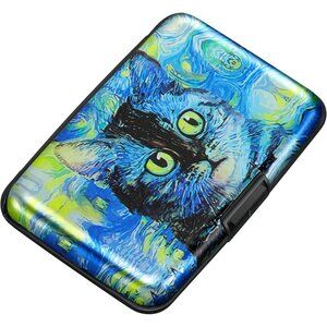 Wallet Credit Cards Holder Blue Cat
